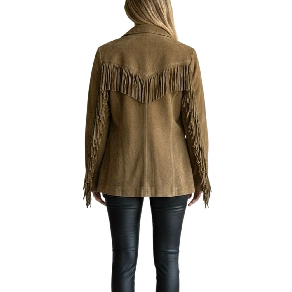 Danier Suede Fringe Jacket in Taupe - Picture 5 of 7